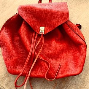 Red pebbled leather gold hardware